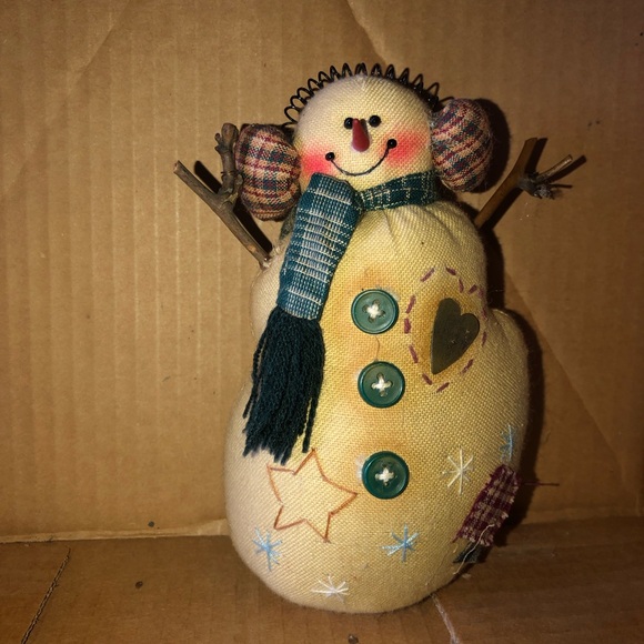 Primitive COUNTRY LACE Tea Stained Snowman Christmas Decor 6” - Picture 8 of 9